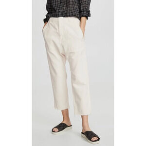 Nili Lotan 2 Drop Crotch LINEN $395 Luna Pants Cotton Slouchy Eggshell White NWT